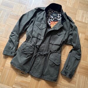 Kate Moss x Bobby Gillespie Zara Utility Jaket - Leopard Lining